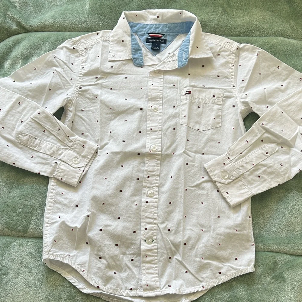Tommy Hilfiger White Casual Button Down Shirt - Picture 2 of 8